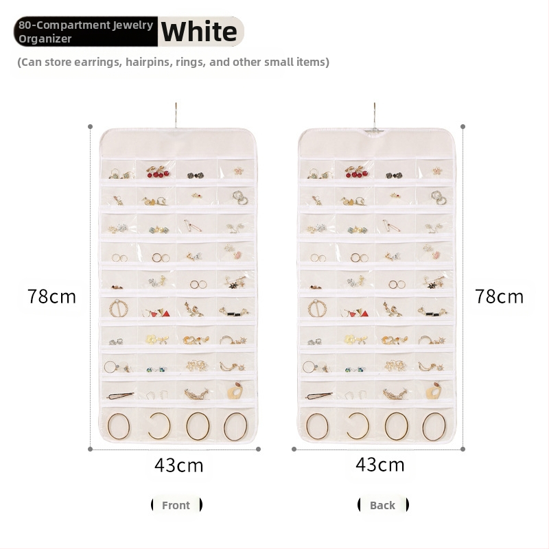 Laikymo krepšys, skirtas papuošalams, pakabinamas tinklelis, 80 dalių dvipusis papuošalų laikymas, maži auskarai, pakabinamas krepšys objektams, krepšys