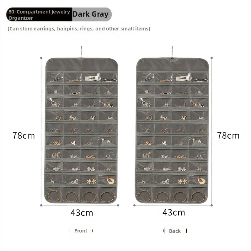 Laikymo krepšys, skirtas papuošalams, pakabinamas tinklelis, 80 dalių dvipusis papuošalų laikymas, maži auskarai, pakabinamas krepšys objektams, krepšys