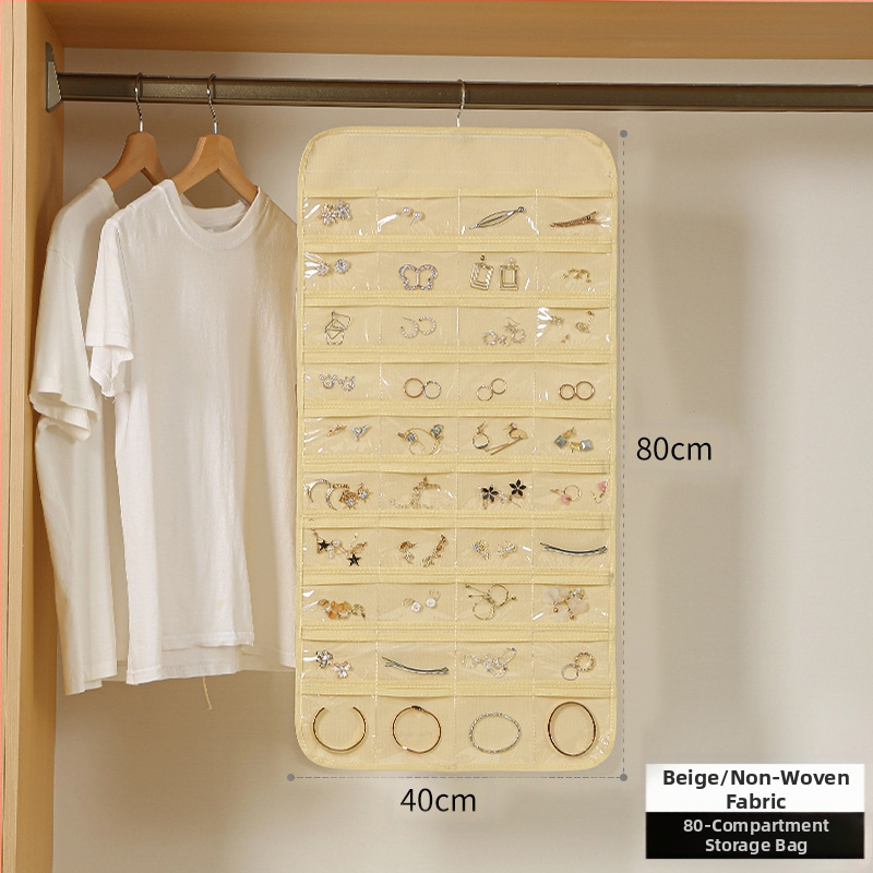 Laikymo krepšys, skirtas papuošalams, pakabinamas tinklelis, 80 dalių dvipusis papuošalų laikymas, maži auskarai, pakabinamas krepšys objektams, krepšys