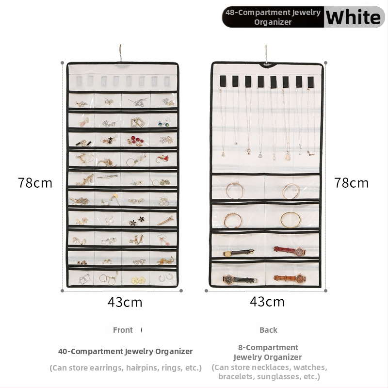 Laikymo krepšys, skirtas papuošalams, pakabinamas tinklelis, 80 dalių dvipusis papuošalų laikymas, maži auskarai, pakabinamas krepšys objektams, krepšys