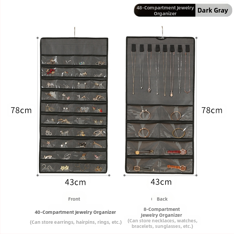 Laikymo krepšys, skirtas papuošalams, pakabinamas tinklelis, 80 dalių dvipusis papuošalų laikymas, maži auskarai, pakabinamas krepšys objektams, krepšys