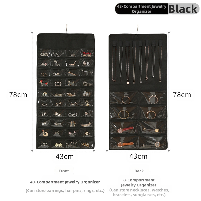 Laikymo krepšys, skirtas papuošalams, pakabinamas tinklelis, 80 dalių dvipusis papuošalų laikymas, maži auskarai, pakabinamas krepšys objektams, krepšys