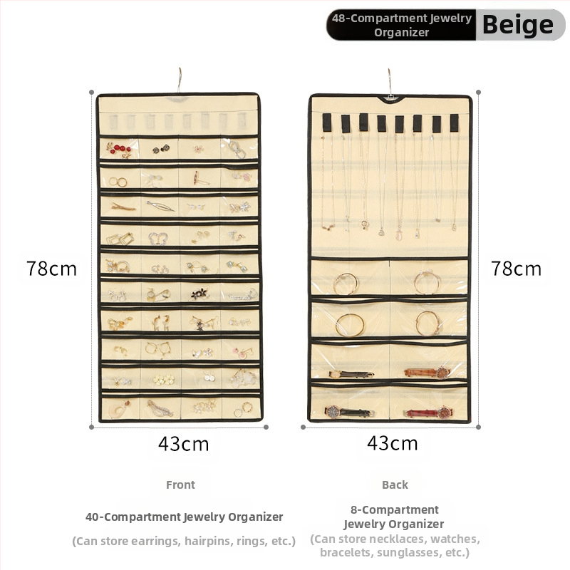 Laikymo krepšys, skirtas papuošalams, pakabinamas tinklelis, 80 dalių dvipusis papuošalų laikymas, maži auskarai, pakabinamas krepšys objektams, krepšys
