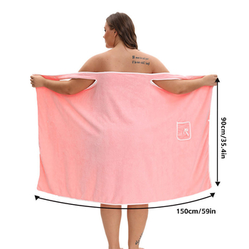 Didelio dydžio koralinio aksomo vonios sijonas, minkštas, sustorintas ir sugeriantis drėgmę, mielos kaspino kišenės, nešiojamas vonios rankšluosčio sijonas su petnešomis