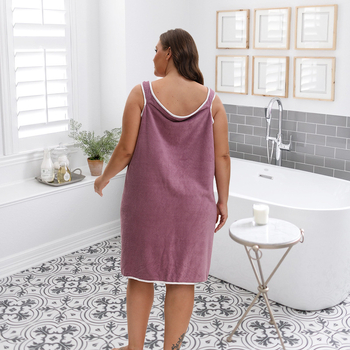 Didelio dydžio koralinio aksomo vonios sijonas, minkštas, sustorintas ir sugeriantis drėgmę, mielos kaspino kišenės, nešiojamas vonios rankšluosčio sijonas su petnešomis