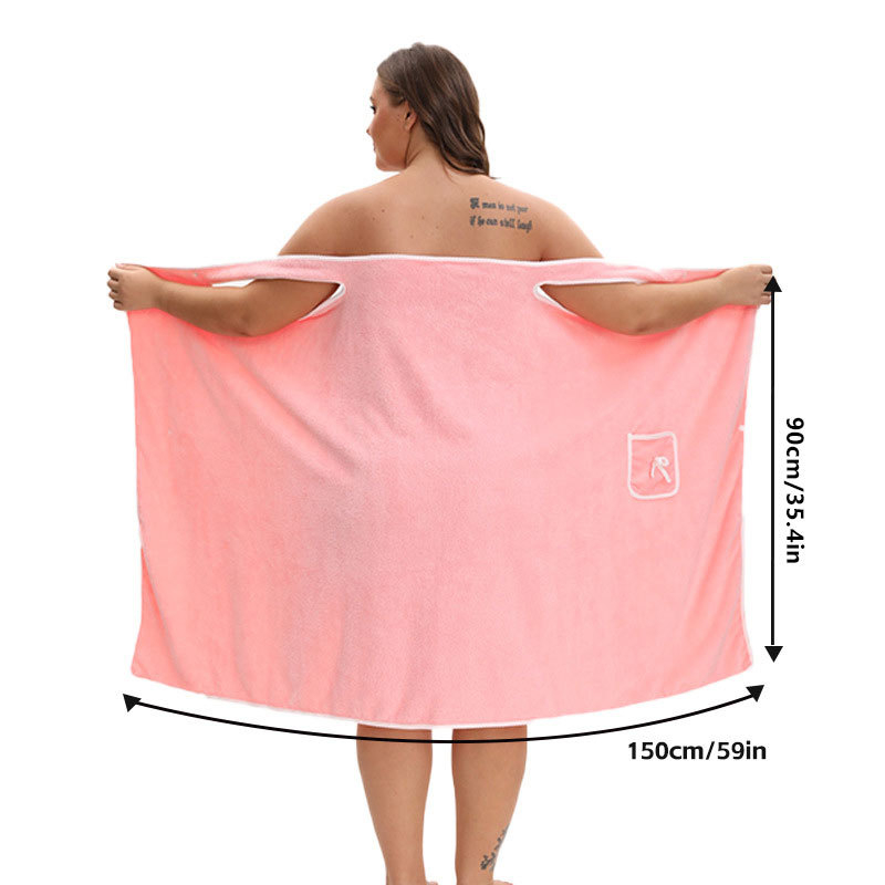 Didelio dydžio koralinio aksomo vonios sijonas, minkštas, sustorintas ir sugeriantis drėgmę, mielos kaspino kišenės, nešiojamas vonios rankšluosčio sijonas su petnešomis