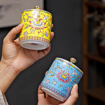 Εργοστάσιο Άμεσης Προμήθειας Σμάλτο Χρώμα Τσαγιού Δοχεία Κεραμικά Μικρά Οικιακά Σφραγισμένα Δοχεία Δοχεία Αποθήκευσης Τσαγιού σε Στυλ Παλατιού Δοχεία Μικρά Δοχεία Τσαγιού