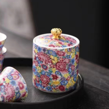 Εργοστάσιο Άμεσης Προμήθειας Σμάλτο Χρώμα Τσαγιού Δοχεία Κεραμικά Μικρά Οικιακά Σφραγισμένα Δοχεία Δοχεία Αποθήκευσης Τσαγιού σε Στυλ Παλατιού Δοχεία Μικρά Δοχεία Τσαγιού