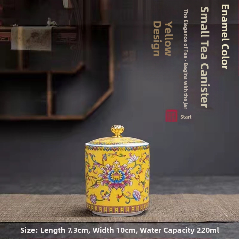 Tiesioginio gamyklinio tiekimo emalio spalvos arbatos skardinės, keraminės mažos buitinės sandarios skardinės, rūmų stiliaus arbatos laikymo skardinės, dovanų mažos arbatos skardinės
