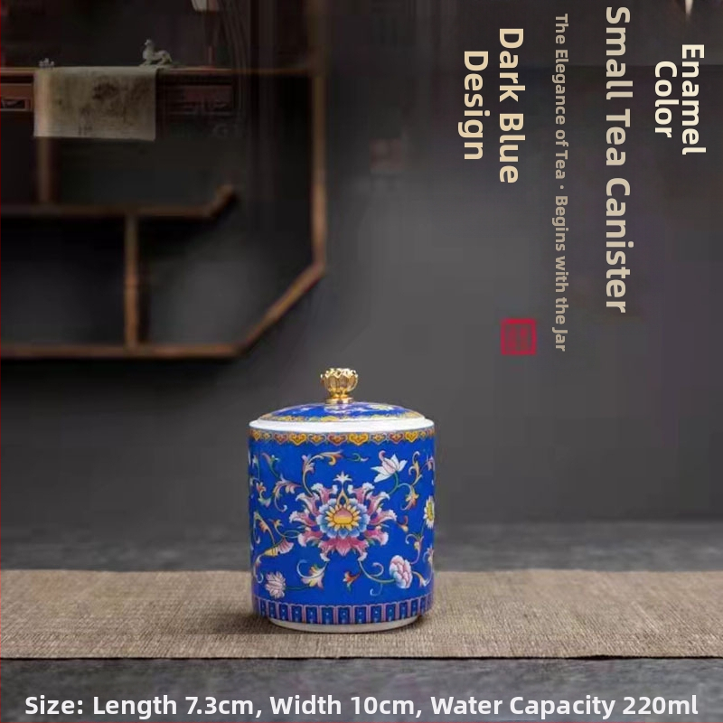 Tiesioginio gamyklinio tiekimo emalio spalvos arbatos skardinės, keraminės mažos buitinės sandarios skardinės, rūmų stiliaus arbatos laikymo skardinės, dovanų mažos arbatos skardinės