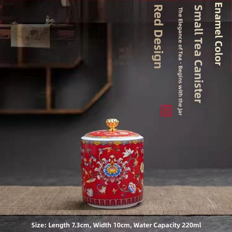 Tiesioginio gamyklinio tiekimo emalio spalvos arbatos skardinės, keraminės mažos buitinės sandarios skardinės, rūmų stiliaus arbatos laikymo skardinės, dovanų mažos arbatos skardinės