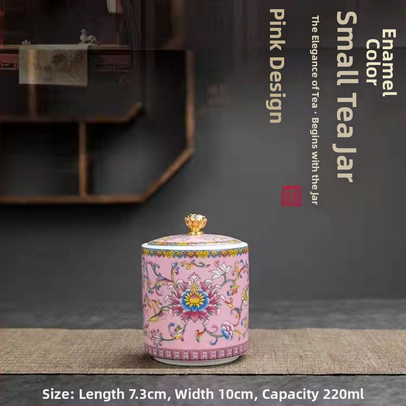 Tiesioginio gamyklinio tiekimo emalio spalvos arbatos skardinės, keraminės mažos buitinės sandarios skardinės, rūmų stiliaus arbatos laikymo skardinės, dovanų mažos arbatos skardinės