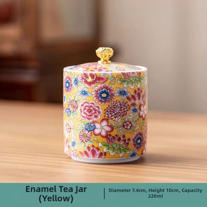 Tiesioginio gamyklinio tiekimo emalio spalvos arbatos skardinės, keraminės mažos buitinės sandarios skardinės, rūmų stiliaus arbatos laikymo skardinės, dovanų mažos arbatos skardinės