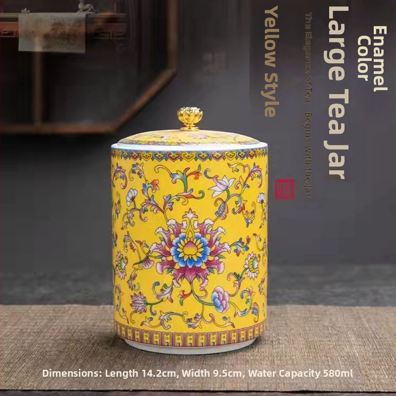 Tiesioginio gamyklinio tiekimo emalio spalvos arbatos skardinės, keraminės mažos buitinės sandarios skardinės, rūmų stiliaus arbatos laikymo skardinės, dovanų mažos arbatos skardinės