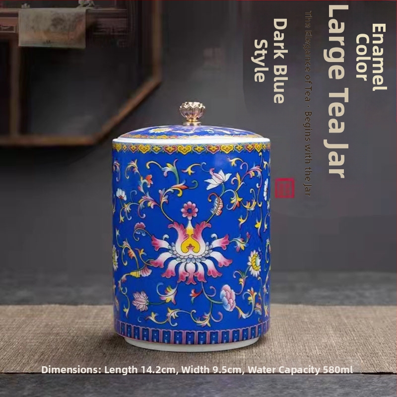 Tiesioginio gamyklinio tiekimo emalio spalvos arbatos skardinės, keraminės mažos buitinės sandarios skardinės, rūmų stiliaus arbatos laikymo skardinės, dovanų mažos arbatos skardinės