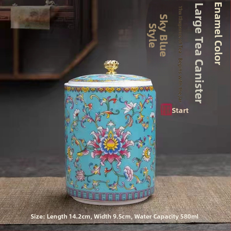 Tiesioginio gamyklinio tiekimo emalio spalvos arbatos skardinės, keraminės mažos buitinės sandarios skardinės, rūmų stiliaus arbatos laikymo skardinės, dovanų mažos arbatos skardinės