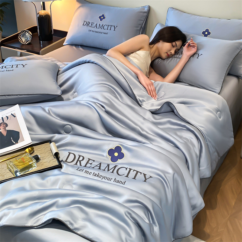 Pestud Tencel kliimaseadmega tekk suvine õhuke suvine jahe tekk neljaosaline kodune üheinimesevoodi jääsiidist jahe suvine tekk hulgimüük