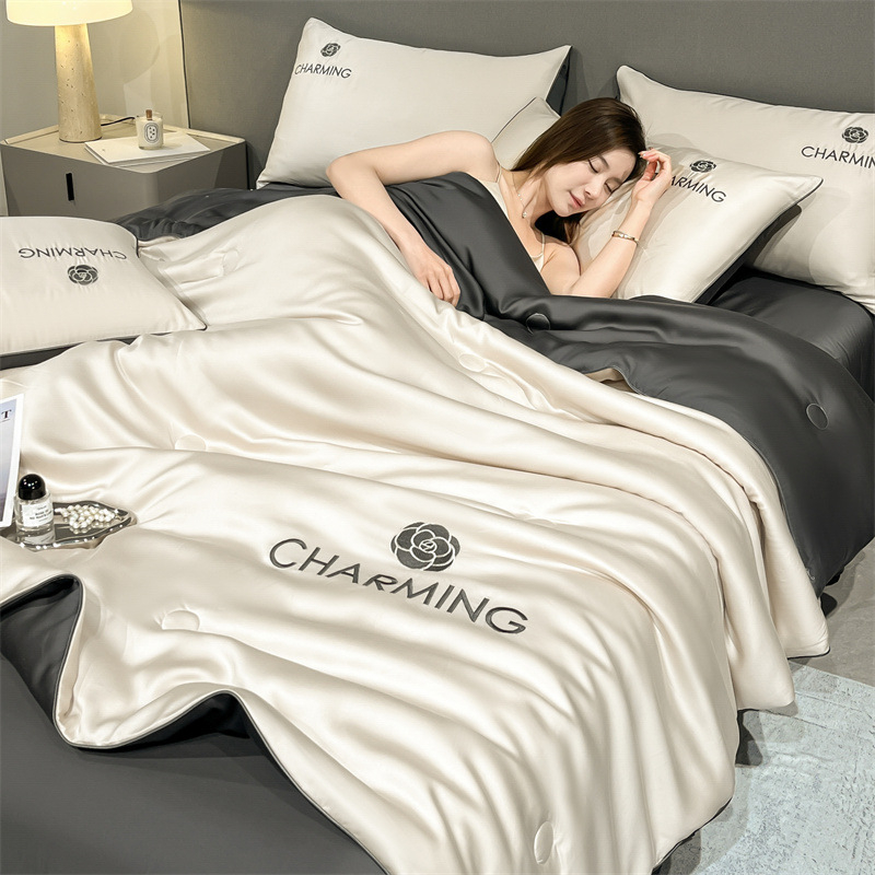 Pestud Tencel kliimaseadmega tekk suvine õhuke suvine jahe tekk neljaosaline kodune üheinimesevoodi jääsiidist jahe suvine tekk hulgimüük