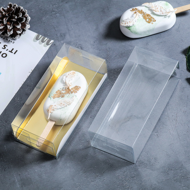 Jäätisepulga pulgakommi läbipaistev koogipakendkarp mousse väike Western Pointi karp kommišokolaadi pakendkarp 50 komplekti