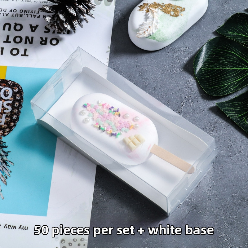 Jäätisepulga pulgakommi läbipaistev koogipakendkarp mousse väike Western Pointi karp kommišokolaadi pakendkarp 50 komplekti