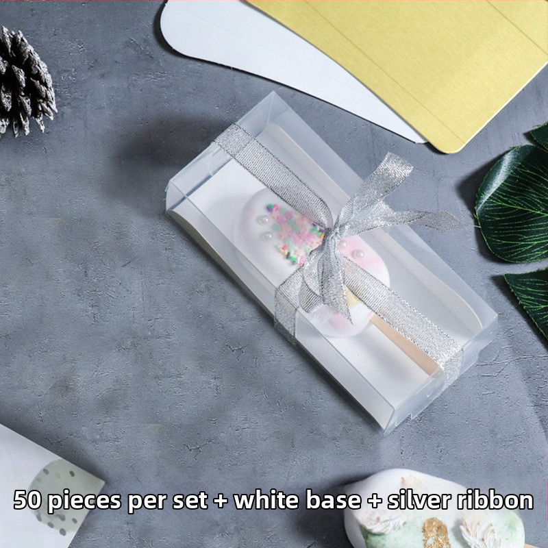 Jäätisepulga pulgakommi läbipaistev koogipakendkarp mousse väike Western Pointi karp kommišokolaadi pakendkarp 50 komplekti