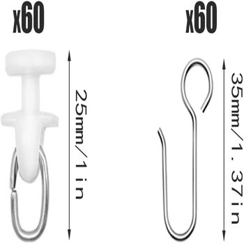 I formos skriemulys, 60 kabliukų, 60 kostiumo užuolaidų aksesuarų