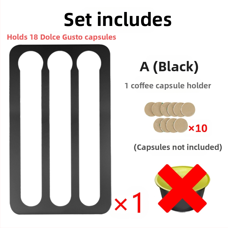 Seinale kinnitatav kohvikapslite hoiuriiul, ühilduv Dolce Gusto kapslitassiga, alumiiniumisulamist akrüülist hoiuriiul
