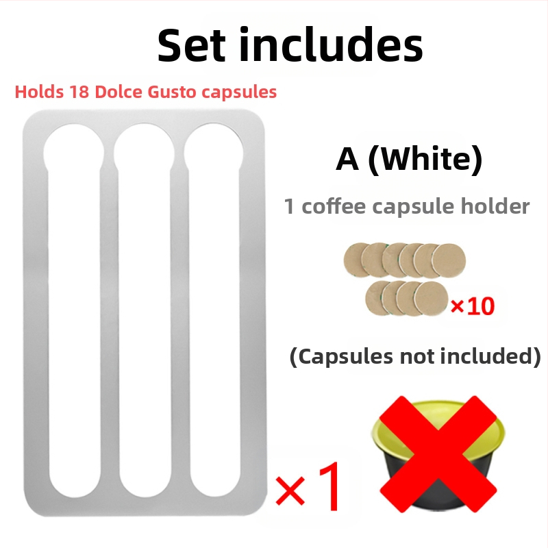 Seinale kinnitatav kohvikapslite hoiuriiul, ühilduv Dolce Gusto kapslitassiga, alumiiniumisulamist akrüülist hoiuriiul