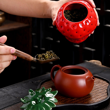 Δημιουργική τσαγιέρα φράουλα Κινέζικη κεραμική δεξαμενή αποθήκευσης σφραγισμένη δεξαμενή ανθεκτική στην υγρασία αποθήκη τσαγιού εξατομικευμένα στολίδια σετ τσαγιού
