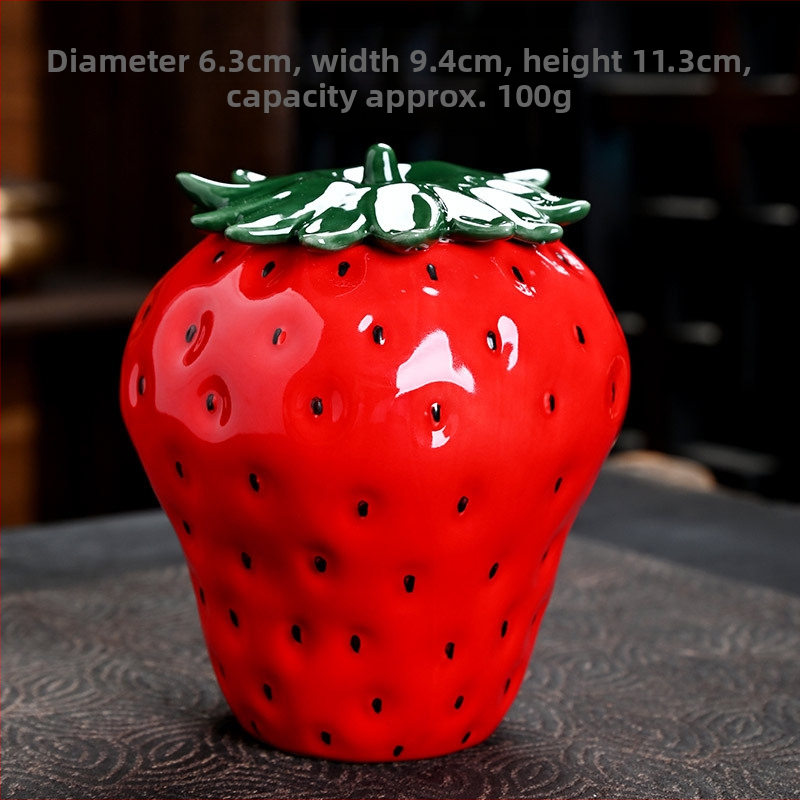 Kreatív epres teáskanna kínai kerámia tárolótartály lezárt tartály nedvességálló tearaktár személyre szabott teáskészlet díszek