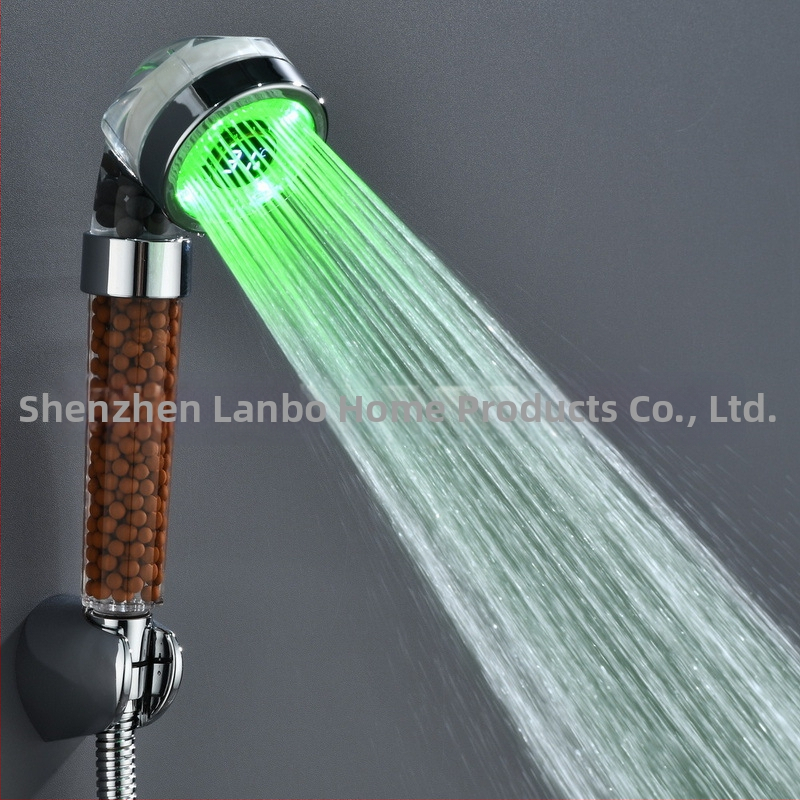LED дигитален дисплей за душ с отрицателни йони, дигитален дисплей, светещ дисплей за промяна на цвета на душа, дисплей за температура на душа, дюза за душ 8008-S23