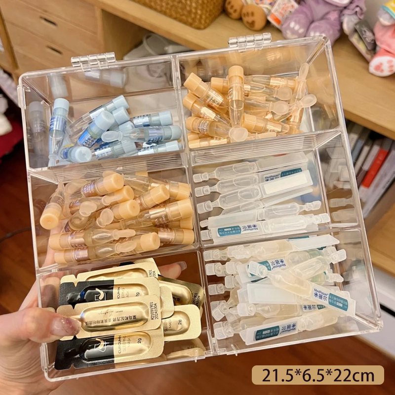 Vienkartinių esencijos laikymo dėžutė kosmetikos pavyzdžių laikymo lentynėlė, skirta odos priežiūros produktams, lūpų dažams, akrilo apdailos dėžutė, skaidri