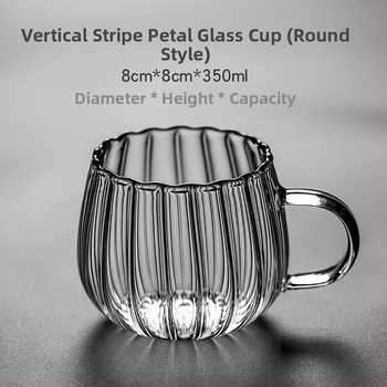 Ριγέ γυαλί με υψηλό βοριοπυριτικό κρύσταλλο, κάθετη ριγέ λαβή με σχέδιο πετάλων, φλιτζάνι καφέ, φλιτζάνι γάλακτος, φλιτζάνι τσαγιού, για το σπίτι και το γραφείο