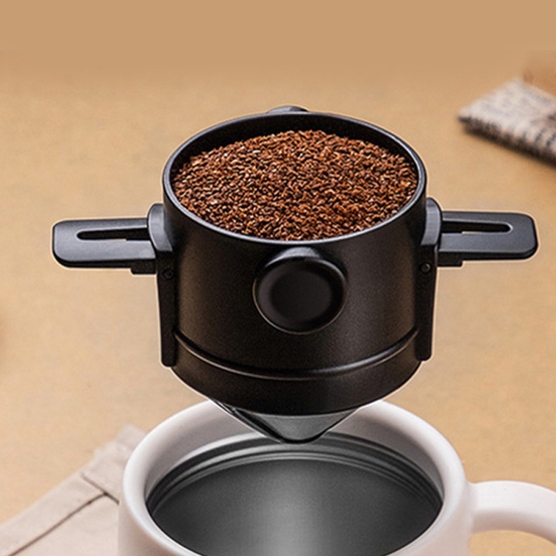 Namų ir komercinės paskirties nerūdijančio plieno kavos filtras, pakabinamas ausų lašelinis, dvigubo sluoksnio sulankstomas tinklelio piltuvėlis, nemokamas filtro popieriaus filtras