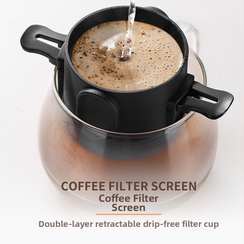 Koduseks ja äriliseks kasutamiseks mõeldud roostevabast terasest kohvifilter, rippuv kõrvatilguti, kahekihiline kokkupandav võrgusilma lehter, tasuta filterpaberi filter