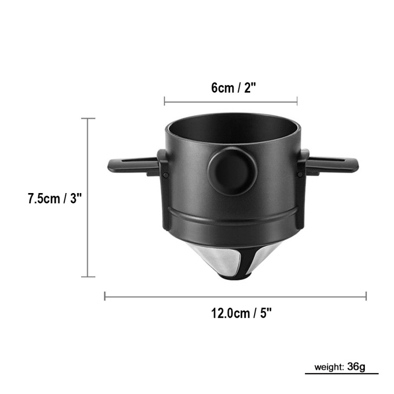 Namų ir komercinės paskirties nerūdijančio plieno kavos filtras, pakabinamas ausų lašelinis, dvigubo sluoksnio sulankstomas tinklelio piltuvėlis, nemokamas filtro popieriaus filtras