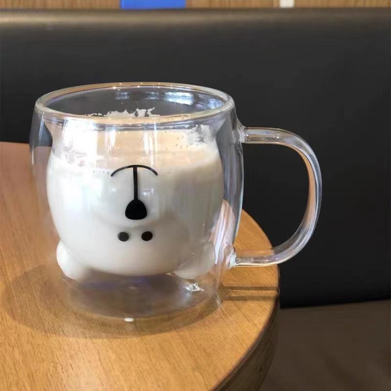 En-gros de desene animate drăguț ursuleț ceașcă de uz casnic colorat căptușeală cafea lapte ceașcă izolată dublă miel ceașcă