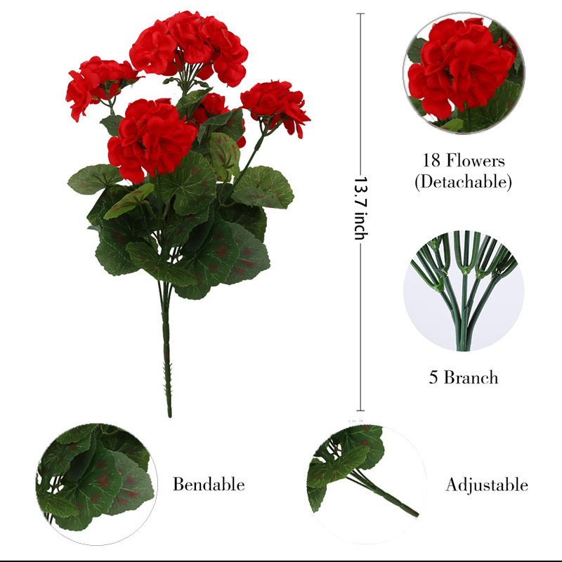 Трансгранично ново изкуствено цвете Бегония в европейски и американски стил Декорация за дома Фалшиво цвете Декорация от копринено цвете от здравец