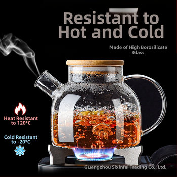 Aukštos spalvos stiklinis virdulys su rankena, atsparus aukštai temperatūrai, verdantis arbatinukas, komercinis tiesus virdulys, šaltas virdulys, šaltas virdulys, stiklinis virdulys