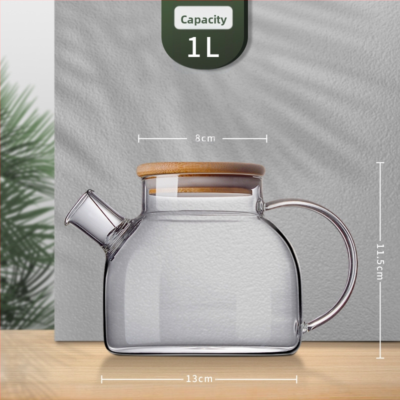 Aukštos spalvos stiklinis virdulys su rankena, atsparus aukštai temperatūrai, verdantis arbatinukas, komercinis tiesus virdulys, šaltas virdulys, šaltas virdulys, stiklinis virdulys