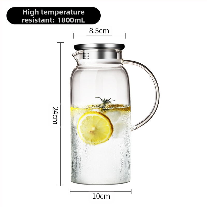 Aukštos spalvos stiklinis virdulys su rankena, atsparus aukštai temperatūrai, verdantis arbatinukas, komercinis tiesus virdulys, šaltas virdulys, šaltas virdulys, stiklinis virdulys