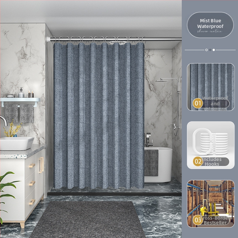 Piiriülene tehase otsetarne 230g paksendatud linasest imitatsiooniga dušikardin, veekindel ja hallituskindel dušikardin, polüesterriidest, vannitoa jaoks valmis laos