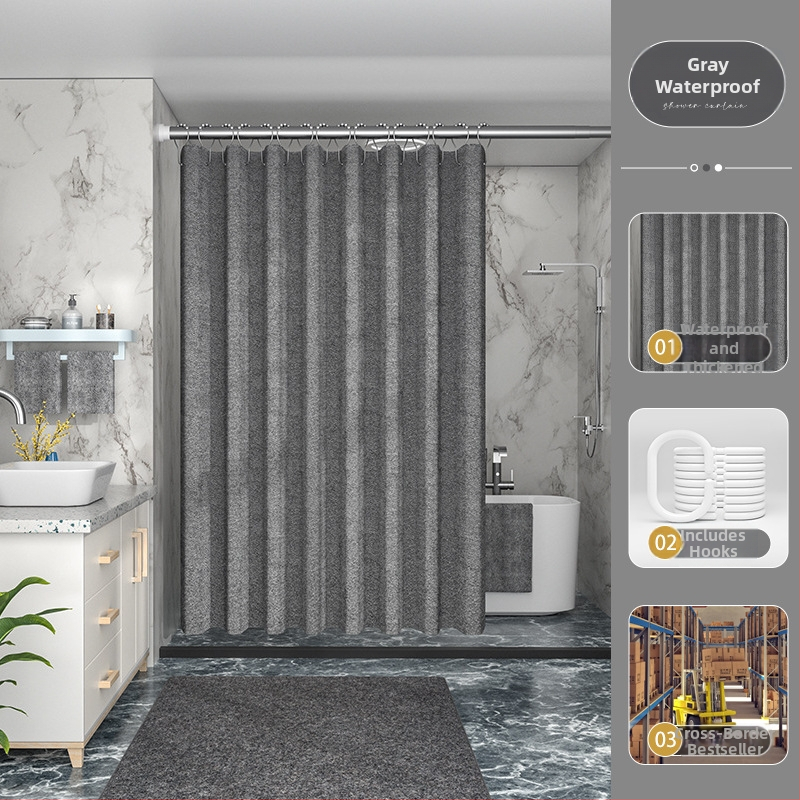 Piiriülene tehase otsetarne 230g paksendatud linasest imitatsiooniga dušikardin, veekindel ja hallituskindel dušikardin, polüesterriidest, vannitoa jaoks valmis laos