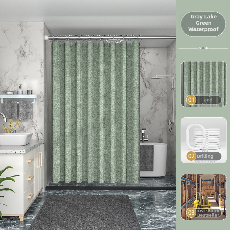 Piiriülene tehase otsetarne 230g paksendatud linasest imitatsiooniga dušikardin, veekindel ja hallituskindel dušikardin, polüesterriidest, vannitoa jaoks valmis laos