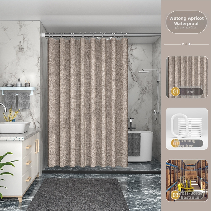 Piiriülene tehase otsetarne 230g paksendatud linasest imitatsiooniga dušikardin, veekindel ja hallituskindel dušikardin, polüesterriidest, vannitoa jaoks valmis laos