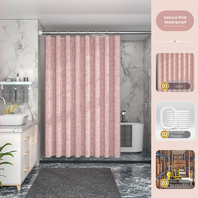 Piiriülene tehase otsetarne 230g paksendatud linasest imitatsiooniga dušikardin, veekindel ja hallituskindel dušikardin, polüesterriidest, vannitoa jaoks valmis laos