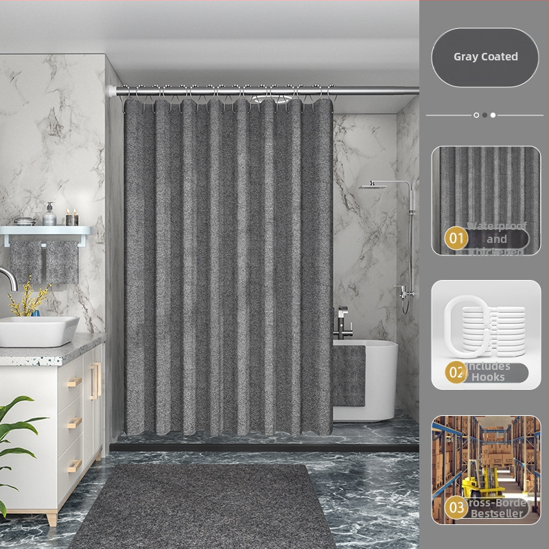 Piiriülene tehase otsetarne 230g paksendatud linasest imitatsiooniga dušikardin, veekindel ja hallituskindel dušikardin, polüesterriidest, vannitoa jaoks valmis laos