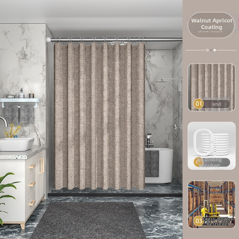 Piiriülene tehase otsetarne 230g paksendatud linasest imitatsiooniga dušikardin, veekindel ja hallituskindel dušikardin, polüesterriidest, vannitoa jaoks valmis laos