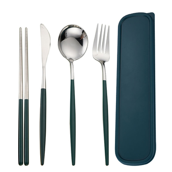 Tarpvalstybinis „Amazon“ interneto garsenybių Portugalijos nerūdijančio plieno nešiojami stalo įrankiai, šaukštas, šakutė, lazdelės, studentų biuro dovanų rinkinys