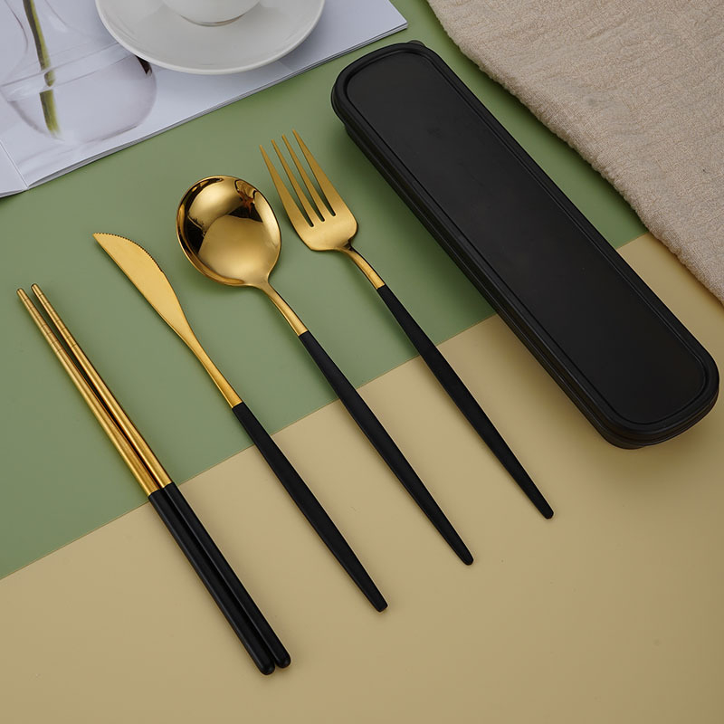 Tarpvalstybinis „Amazon“ interneto garsenybių Portugalijos nerūdijančio plieno nešiojami stalo įrankiai, šaukštas, šakutė, lazdelės, studentų biuro dovanų rinkinys